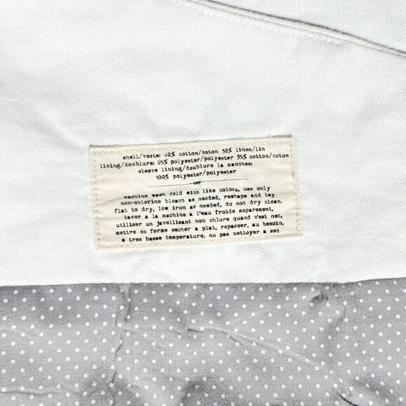 Cartonnier Anthropologie Linen Blend Blazer Jacket Women’s 10 Medium Boho White - Picture 9 of 12